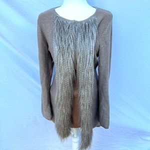 Tan Fur Sweater with Gold Sparkles